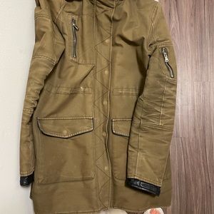 Utility jacket with leather details